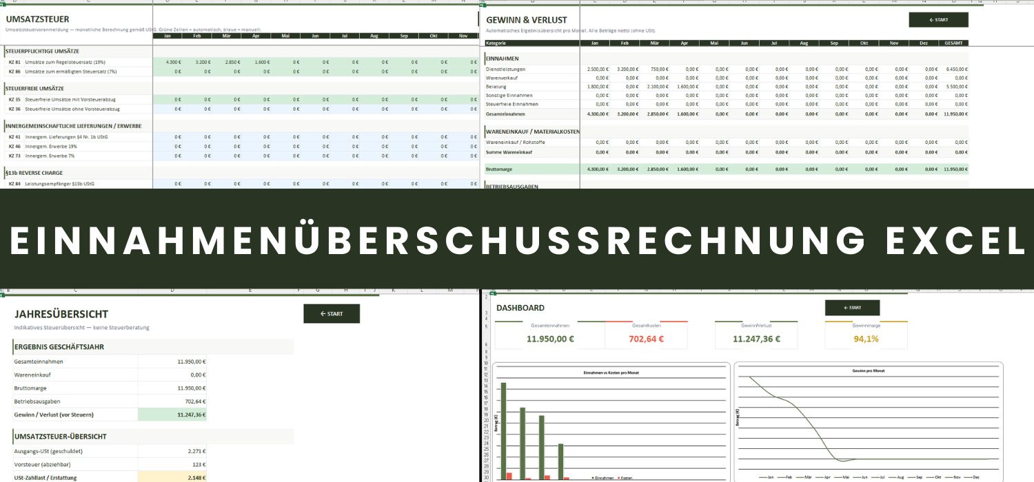 Einnahmenüberschussrechnung Excel Übersicht
