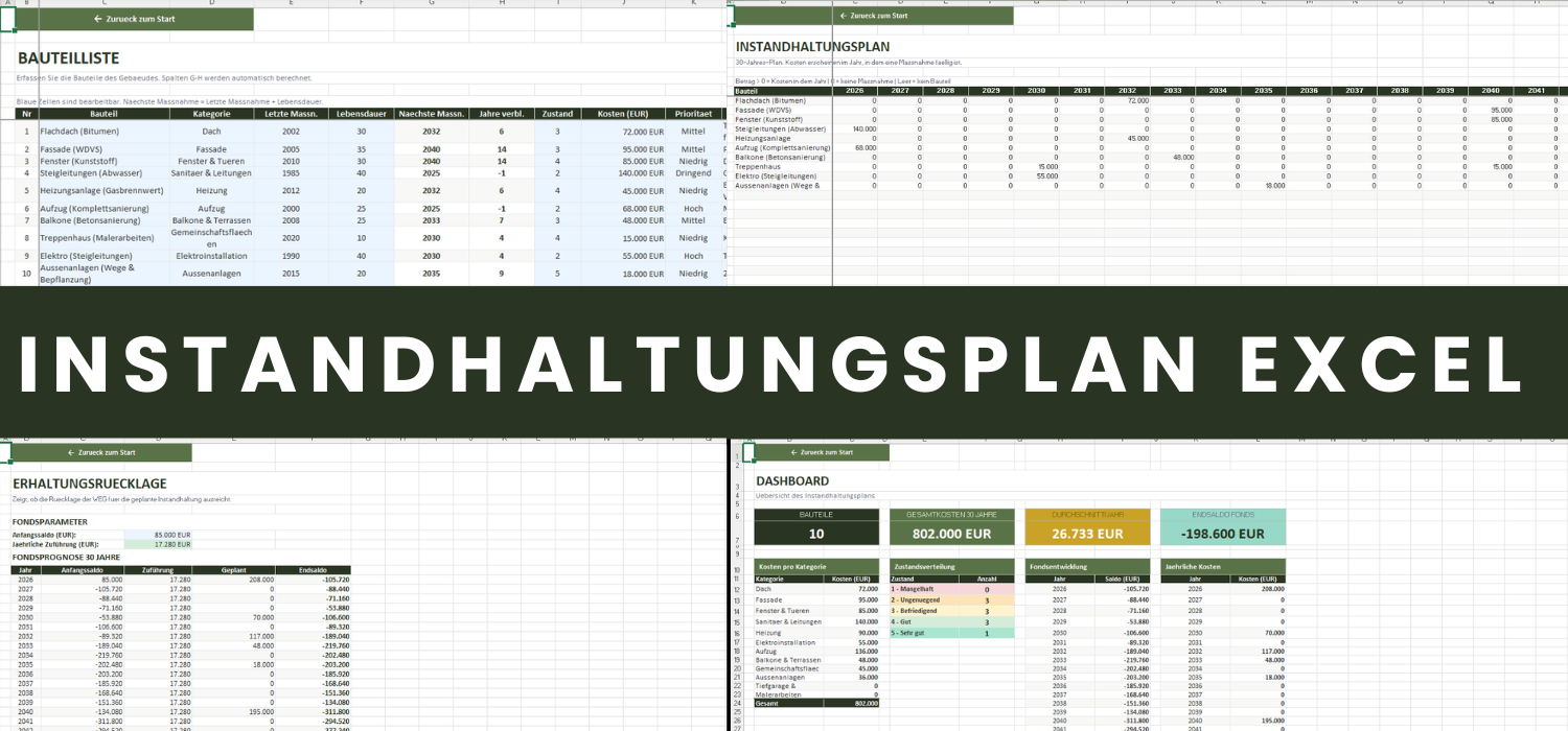 Instandhaltungsplan Excel Vorlage fuer WEG mit 30-Jahres-Planung