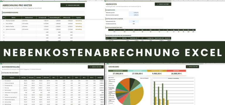 Nebenkostenabrechnung in Excel: ausgefülltes Beispiel