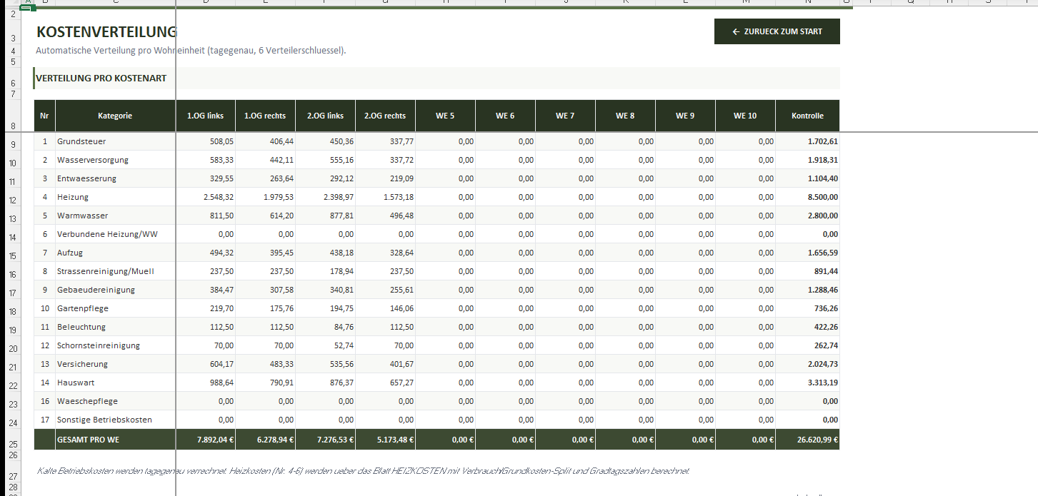 Nebenkostenabrechnung Excel – Bild 7