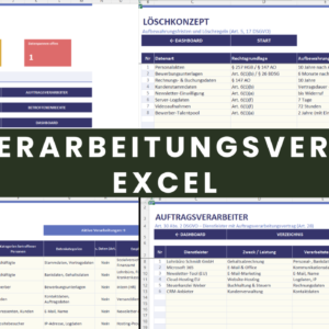 DSGVO Verarbeitungsverzeichnis Excel Vorlage Übersicht