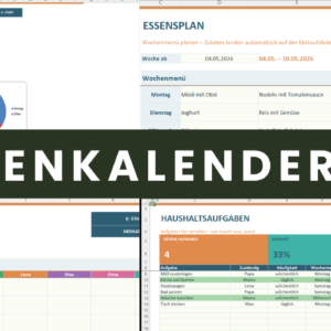Familienkalender Excel Vorlage Übersicht